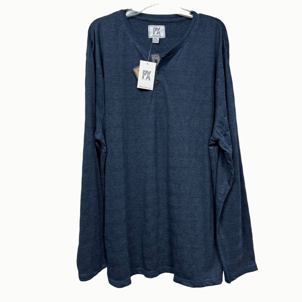 PX Clothing Blue Striped Long Sleeve Henley Shirt XXL NWT